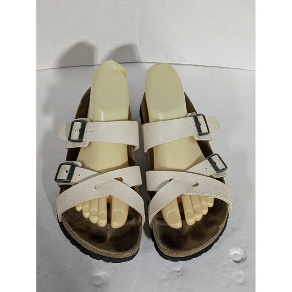 Birkenstock Birki's Nepal Cream Double Straped Leather Sandals Size 39 US 8 - Picture 2 of 13